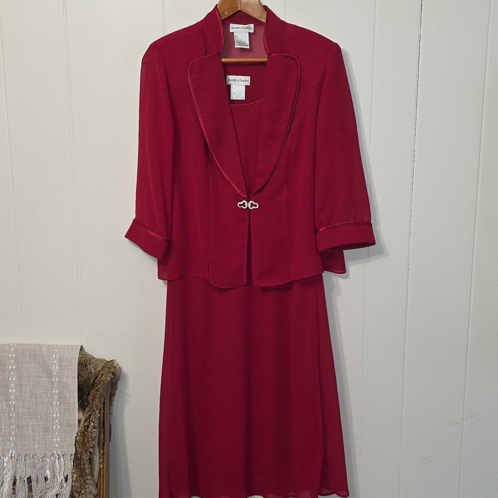 Draper's & Damons Sleeveless Deep Red Burgundy Midi Dress Womens 12 Wedding
